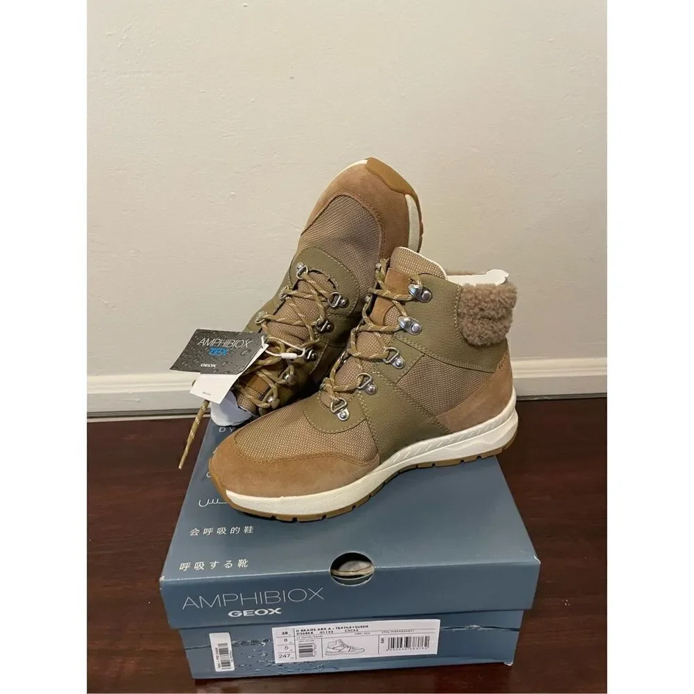 Geox Women’s Braies waterproof, breathable Faux fur hiker boot size 8, NIB